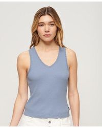 Superdry - Ladies Slim Fit Lace Trim Athletic Essentials Vest Top - Lyst