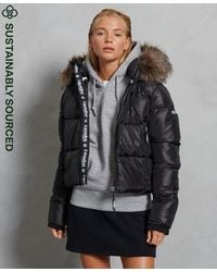 Superdry - Sport Puffer Borg Crop Jacket - Lyst