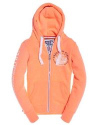 Superdry - Track & Field Zip Hoodie Coral Punch Snowy/Optic - Lyst
