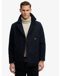 Superdry - The Merchant Store - Wool Blend Pea Coat - Lyst