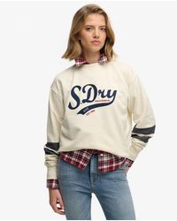 Superdry - Varsity Script Boxy Crew Sweatshirt - Lyst