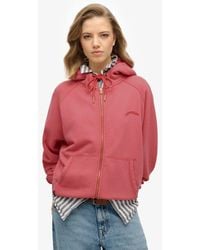 Superdry - Femme Sweat À Capuche Zippé À Manches Raglan Et Logo Essential Taille - Lyst