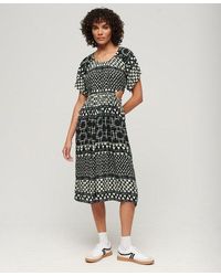 Superdry - Midi-jurk Met Print En Uitsnijding - Lyst