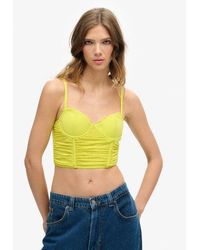 Superdry - Ruched Mesh Crop Corset Top - Lyst