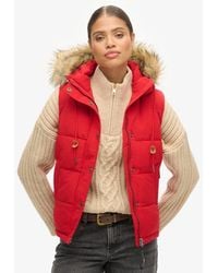 Superdry - & Co Everest Faux Fur Puffer Gilet - Lyst