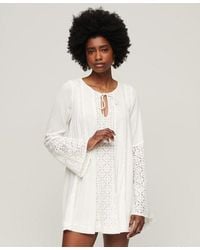 Superdry - Lace Flare Sleeve Mini Dress - Lyst