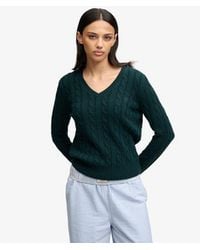 Superdry - & Co Wool Blend Cable V Neck Jumper - Lyst