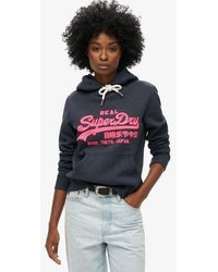 Superdry - Neon Vintage Logo Embroidered Graphic Hoodie - Lyst