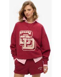 Superdry - Athletic Essentials Relaxed Flock Crew Sweatshirt - Lyst