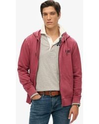 Superdry - Essential Logo Washed Hoodie Met Rits Grootte: S - Lyst