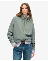 Superdry - Femme Sweat À Capuche Zippé À Manches Raglan Et Logo Essential Taille - Lyst