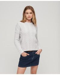 Superdry - Dropped Shoulder Cable Crew Jumper - Lyst