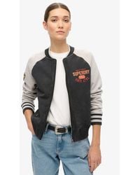 Superdry - & Co College Script Graphic Jersey Bomber Jacket - Lyst