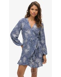 Superdry - & Co Printed Long Sleeve Wrap Mini Dress - Lyst