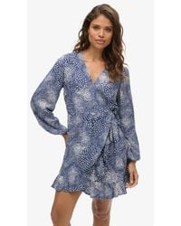 Superdry - & Co Printed Long Sleeve Wrap Mini Dress - Lyst