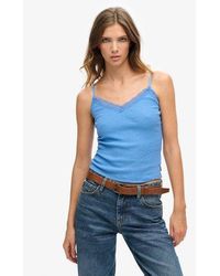 Superdry - Organic Cotton Essential Rib Lace Cami Top - Lyst