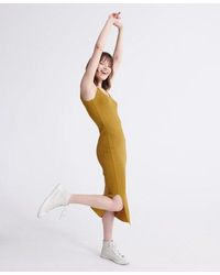 Superdry - Sahara Knit Midi Split Dress Oil - Lyst