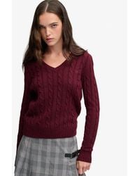 Superdry - & Co Wool Blend Cable V Neck Jumper - Lyst