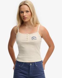 Superdry - & Co Athletic Essentials Embroidered Button Cami Top - Lyst