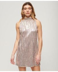 Superdry - Mouwloze Mini-jurk Met Lovertjes En A-lijn - Lyst