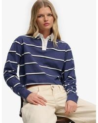 Superdry - & Co Athletic Essentials Cropped Stripe Rugby Top - Lyst