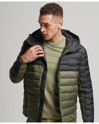 Superdry - Radar Quilt Mix Padded Jacket Dark Moss - Lyst