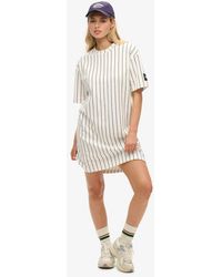 Superdry - Femme Rayé Sdx En Édition Limitée Robe T-Shirt Épaisse, Blanc & Noir - Lyst