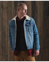 Superdry - Highwayman Sherpa Trucker Jacket Boyce Mid Worn - Lyst
