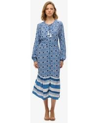 Superdry - Floral Print Long Sleeve Midi Dress - Lyst