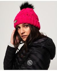 Superdry - Chic Regal Cable Beanie Army Fuschia - Lyst
