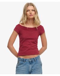 Superdry - & Co Athletic Off Shoulder Pattern Top - Lyst