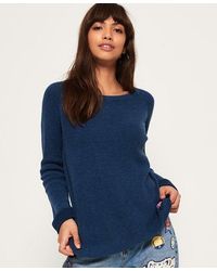 Superdry - Waffle Acid Wash Knit Jumper Denim Wash - Lyst