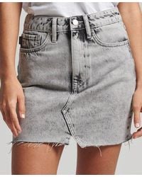 Superdry Vintage Denim Mini Skirt - Grey