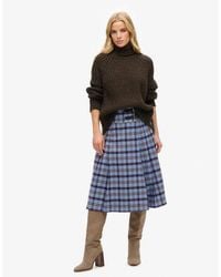 Superdry - Check Pleated Midi Skirt - Lyst