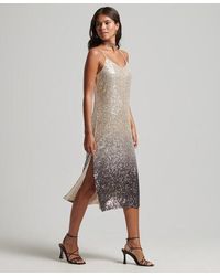 Superdry - Ombre Sequin Slip Midi Dress - Lyst