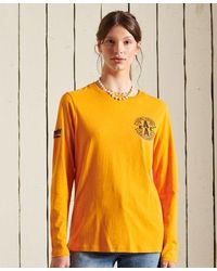 Superdry Camiseta de manga larga Collegiate - Naranja