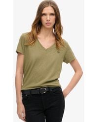Superdry - T-shirt col v brodé et flammé - Lyst