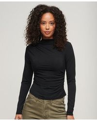 Superdry - Long Sleeve Ruched Mock Neck Top - Lyst