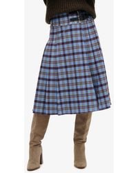 Superdry - Check Pleated Midi Skirt - Lyst