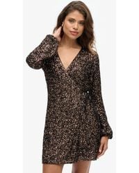 Superdry - & Co Slim Fit Sequin Wrap Mini Dress - Lyst
