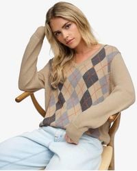 Superdry - & Co V-neck Argyle Jumper - Lyst