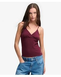 Superdry - & Co Athletic Essentials Lace Trim V-neck Cami Top - Lyst