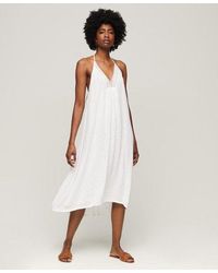 Superdry - Lace Halter Neck Midi Dress White - Lyst