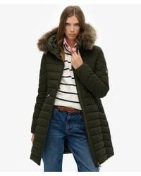 Superdry - Fuji Faux Fur Hood Mid Length - Lyst