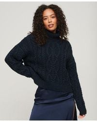 Superdry - Cable Knit Polo Neck Jumper - Lyst