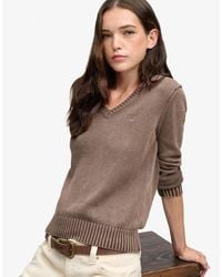 Superdry - & Co Washed V Neck Jumper - Lyst