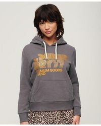 Superdry - Ladies Classic Embroidered Logo Retro Glitter Hoodie - Lyst