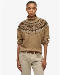 Superdry - Femme Pull À Col Montant En Jacquard Taille - Lyst