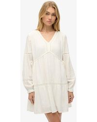 Superdry - Cotton Ibiza Long Sleeve Tiered Mini Dress - Lyst