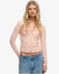 Superdry - & Co Athletic Essential Pointelle Cardigan - Lyst